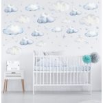 Felhős falmatrica szett akvarell