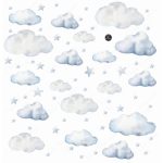 Felhős falmatrica szett akvarell