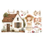 Tavaszi akvarell matrica ablakra kislibás lányos, falra