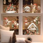 Karácsonyi manós akvarell matrica ablakra, falra