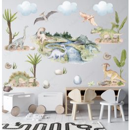   Gyerekszoba falmatrica fiús -Dinós falmatrica szett akvarell  UTOLSÓ darabok