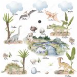 Gyerekszoba falmatrica fiús -Dinós falmatrica szett akvarell  UTOLSÓ darabok