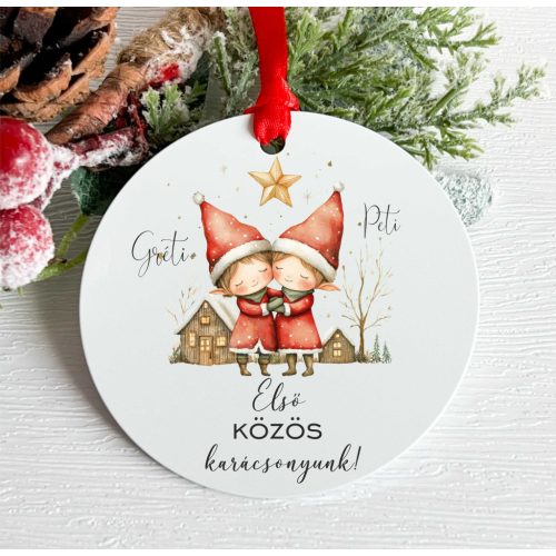 Egyedi neves karácsonyfa dísz, első közös karácsonyunk