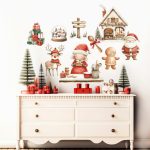 Karácsonyi sütögetős akvarell matrica ablakra, falra