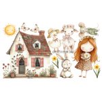 Tavaszi akvarell matrica ablakra, falra