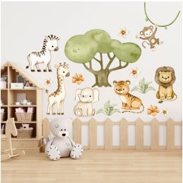   Állatos falmatrica gyerekszobába -Szavanna állatai szett akvarell falmatrica