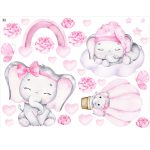 Pink elefántos virágos falmatrica szett 