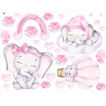Pink elefántos virágos falmatrica szett 