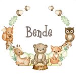 Erdei állatos falmatrica név felirattal, bármilyen névvel