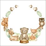 Erdei állatos falmatrica név felirattal, bármilyen névvel