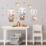 Állatos gyerekszoba falmatrica -Safari hőlégballonos akvarell mini falmatrica