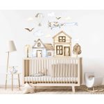 Pasztell házikós repülős falmatrica névvel