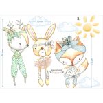 Boho virágos erdei állatos falmatrica szett