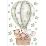 Safari zöld hőlégballonos akvarell falmatrica