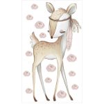 Boho őzike virágokkal falmatrica szett