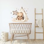 Gyerekszoba falmatrica - Sátras mackó csillagokkal falmatrica