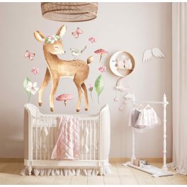   Gyerekszoba falmatrica - Őzikés virágos falmatrica szett 2.