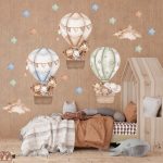 Safari hőlégballonos akvarell falmatrica