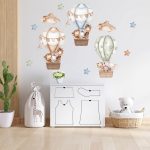 Safari hőlégballonos akvarell falmatrica