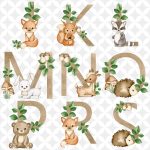 Gyerekszoba falmatrica állatos - Erdei állatos betűk falmatrica