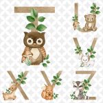 Gyerekszoba falmatrica állatos - Erdei állatos betűk falmatrica