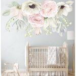 Virágok, kökörcsin, rózsák, kompozíció, akvarell - falmatrica 