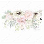 Virágok, kökörcsin, rózsák, kompozíció, akvarell - falmatrica 