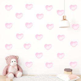   Gyerekszoba falmatrica lányoknak - Szivecskés falmatrica szett akvarell rose 