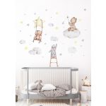 Gyerekszoba falmatrica - Csillag hintás maci és barátai 