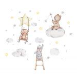 Gyerekszoba falmatrica - Csillag hintás maci és barátai 